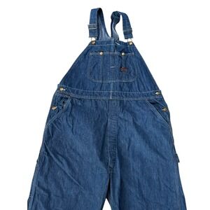 VTG Burlington Sanforized Union Made Blue Denim Bib Overalls 40x31 50s USA Made